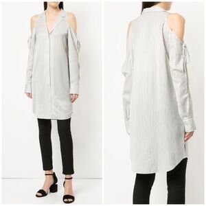 NWT T Alexander Wang Cold Shoulder Long Shirt 4 blue gray button down top